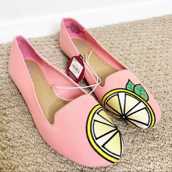SO Canvas Lemon Ballet Flats Pink Size 8